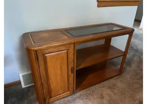 Credenza Solid Oak With Glass Top