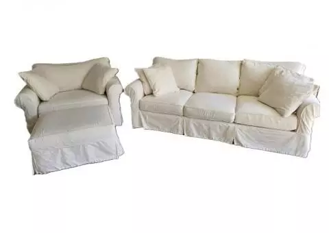 Arhaus Slipcover Sofa, oversized Chair and Ottoman