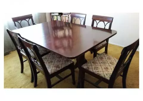 Dining room table with six chairs