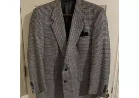 Men's Austin Reed 44R Gray/Black Check Wool/Silk Blazer Sport Coat Casual