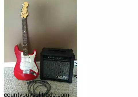 Electric guitar and amplifier