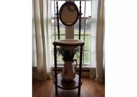 Wash stand, pitcher and bowl