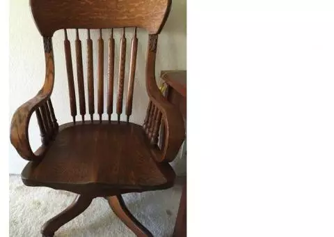 Antique oak desk chair