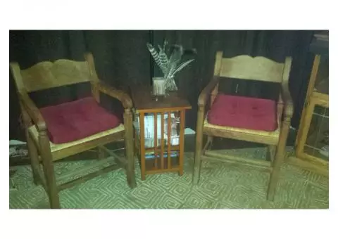 Heavy Wood chairs with Wicker seats