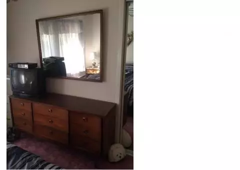 Dresser, mirror night stands