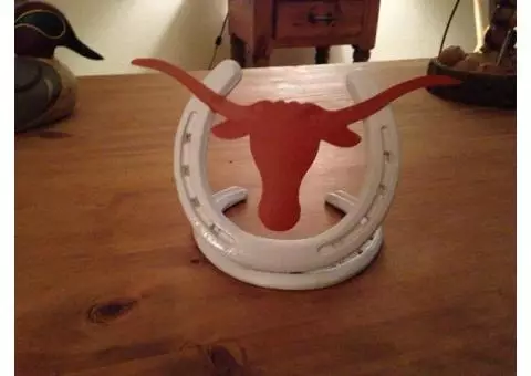 Longhorn Horse shoe paper weight