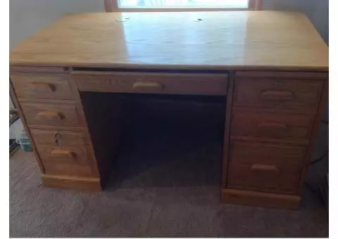 Oak Desk and Lateral File