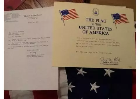 US Flag flown over US capital building