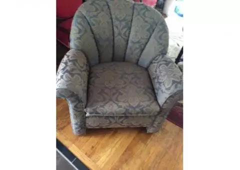 Green patterned fabric chair