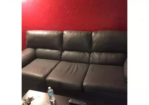 Gray leather couch