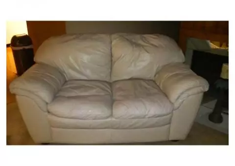 Leather Couch, Loveseat and Chair with Ottoman