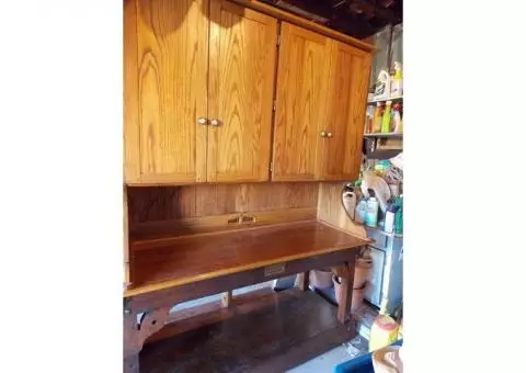 Antique Dexter Folding Co. buffet/side table with added hutch