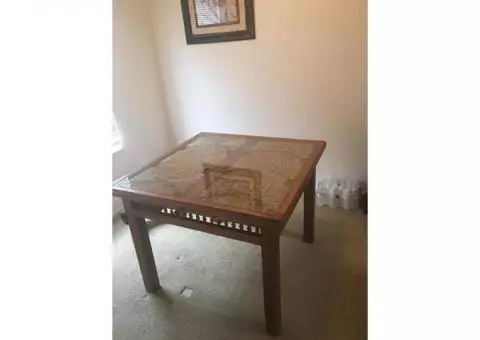 Ornate Wood And Glass Dining Room Table