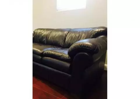 Brown Leather Sofa & Matching Chair