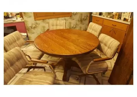 Kitchen Table and Six Chairs with Wheels