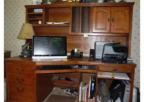 Maple Hutch and solid wood desk