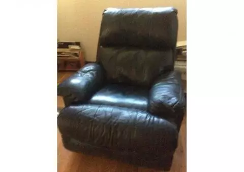 Blue Leather Recliner