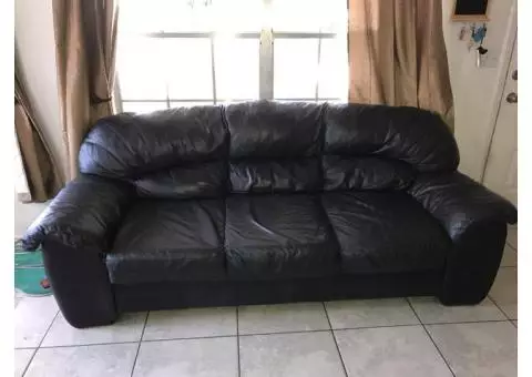 Black leather sofa