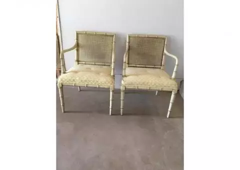 Chairs - light-colored cushion with cane back.  Pair sells for $30.00