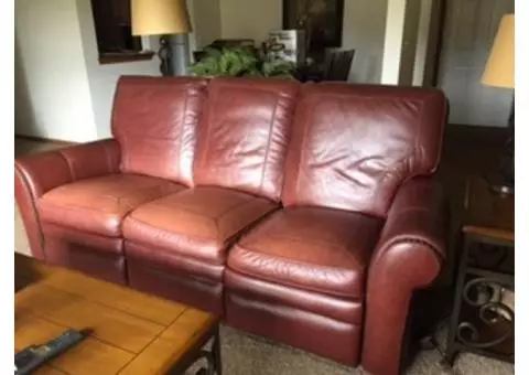 Leather sofa and loveseat with recliners