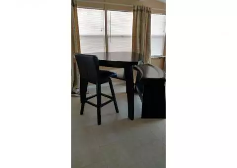 Bistro Style Dining Room Table With Stools and Bench