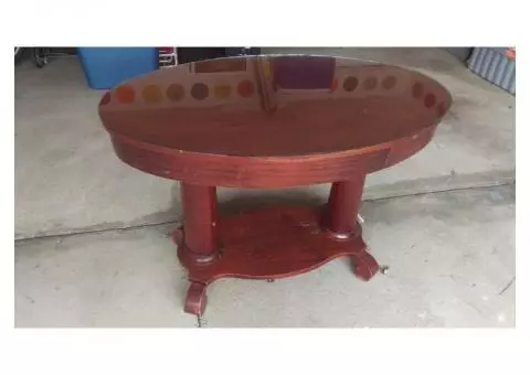 Glass Top Antique Cherry Sofa Table