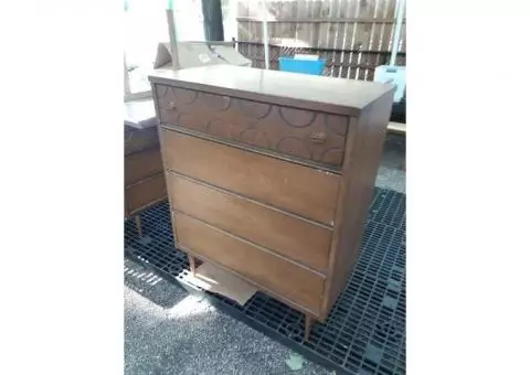 Vintage Walnut Mid-Century Danish Modern Dresser Set