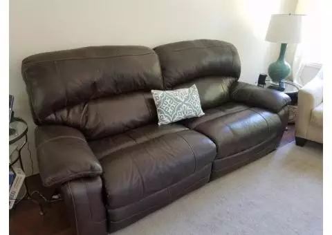 Leather Double Recliner 91" Sofa