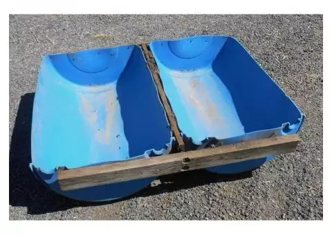 plastic half barrel feeders for the livestock