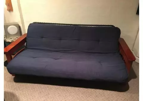 Futon with wood trim