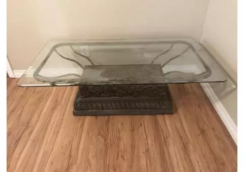 Glass top coffee table and (2) matching end tables