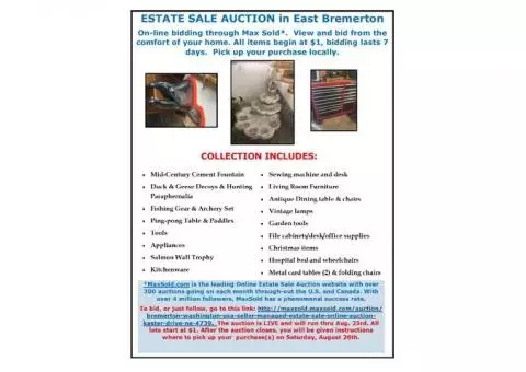 MaxSold Estate Online Auction in Bremerton