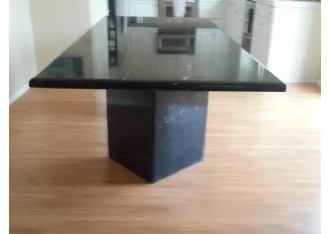 LARGE BLACK MARBLE DINING ROOM TABLE