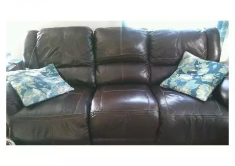 Leather couch with recliner