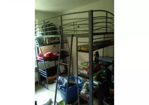 Kids bunk bed/desk w/ shelving