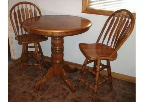 3 PIECE OAK CLAW PEDESTAL DINING SET