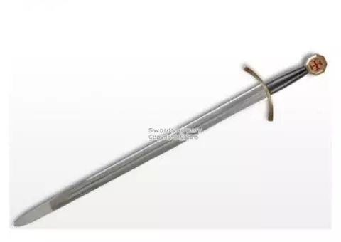 Knights Templar Crusader Arming Sword w/Red Cross Pommel