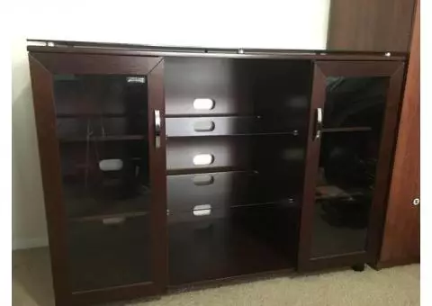 TV Stand - Solid Wood  with Glass top.