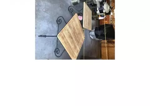 2 wood and wrought iron end tables