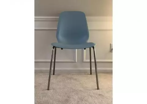 4 IKEA Chairs, light blue, Broringe chrome plated