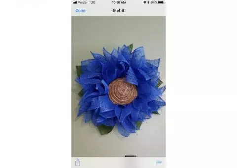 Handmade burlap flower wreaths