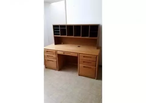 Wood Desk with Credenza