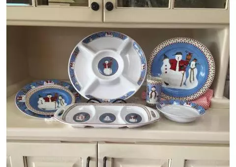 Snowman dinnerware set for 12