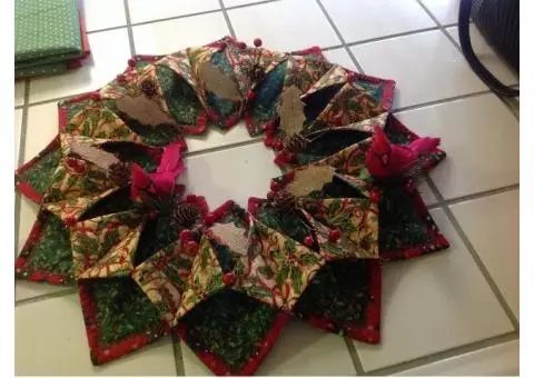 Quilted table center piece / door wreath