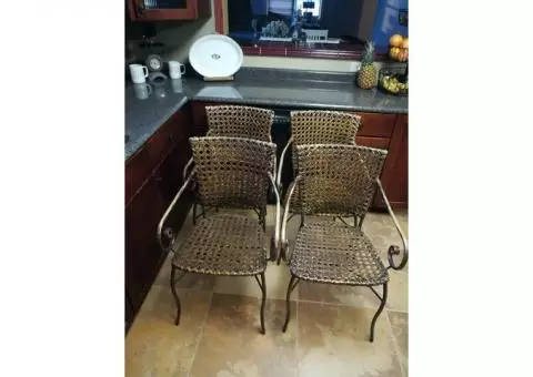 4 Metal and Wicker Dining Room Chairs