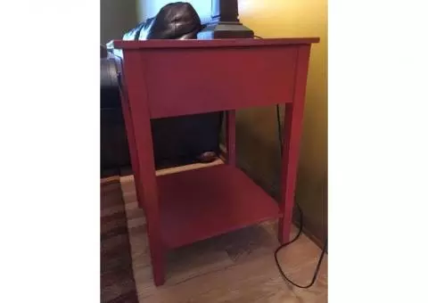 Beautiful poppy red pair of end/side tables