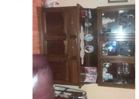 Large dark oak China cabinet