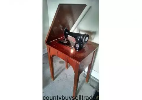 Antique Sewing Machine with Cabinet