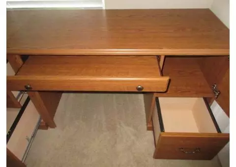 4 Piece Oak Office Desk Set