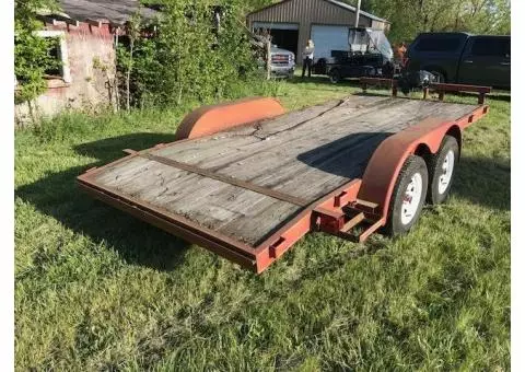 16' flat utility auto hauling trailer